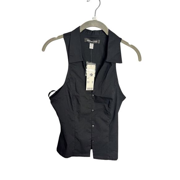 NWT Urban Outfitters Party Girl Top Black Cotton Button Down - Picture 8 of 9